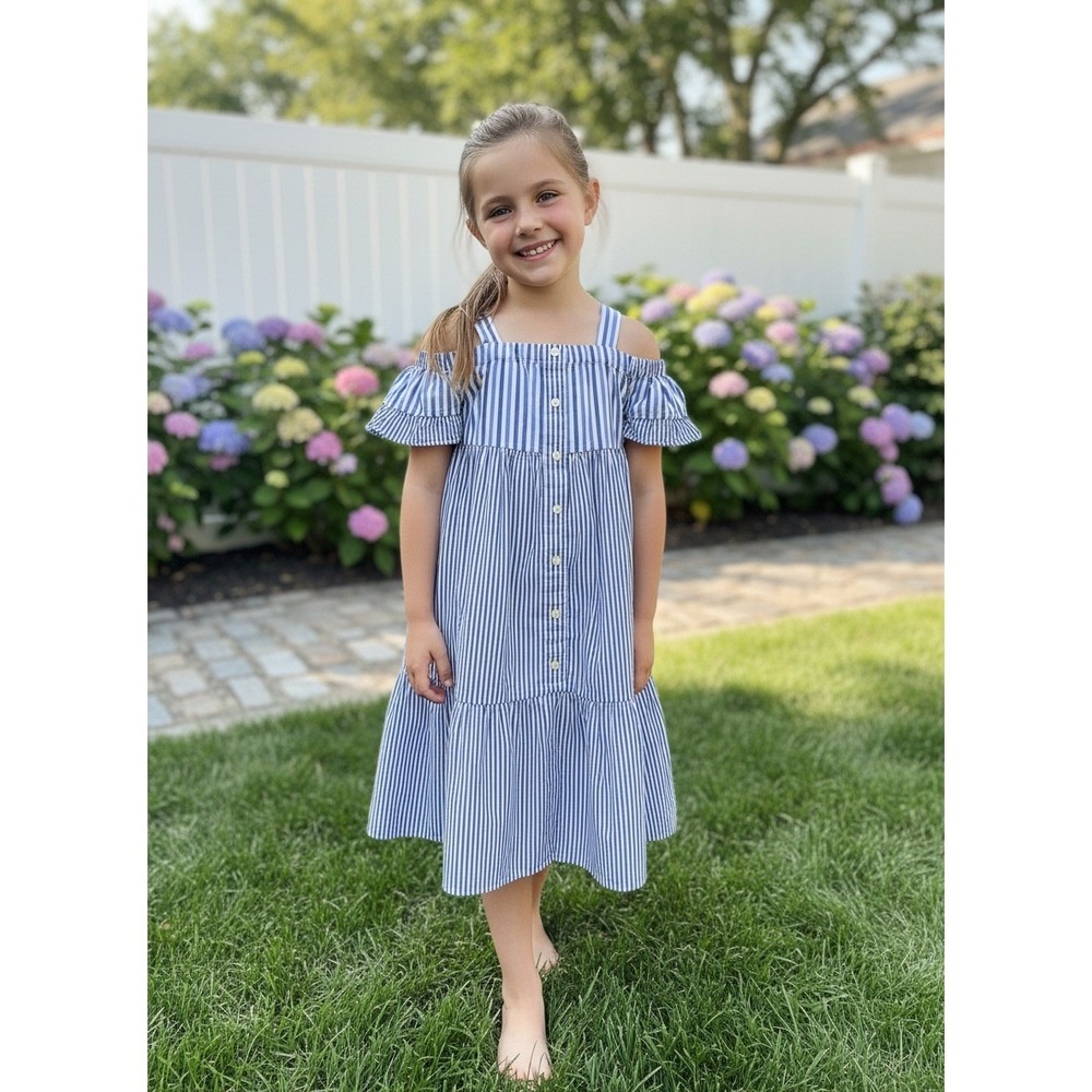 FREE ASSEMBLY Girls Casual Travel Dress Ruffled Sleeves Size 10